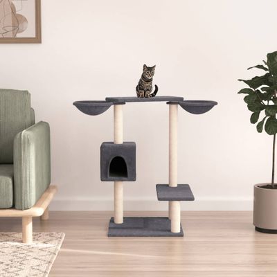 vidaXL Škrabadlo pre mačky so stĺpikmi tmavosivé 82 cm