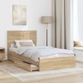 vidaXL Úložná posteľ Sonoma dub 100 x 200 cm Kompozitné drevo