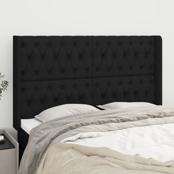 vidaXL Čelo postele so záhybmi čierne 163x16x118/128 cm látka