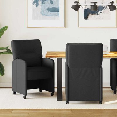vidaXL Jedálenské stoličky na kolieskach 2 pcs Čierna 57 x 67 x 95 cm