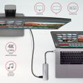AXAGON HMC-HCR3A, USB 3.2 Gen 1 hub, porty 3x USB-A, HDMI 4k/30Hz, SD/microSD, kábel USB-C 20cm Replikátor portu, USB-C na 3x USB 3.0, 1x HDMI, 1x SD slot, 1x microSD slot, striebro-cerný