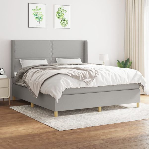 vidaXL Boxspring posteľ s matracom bledosivá 180x200 cm látka
