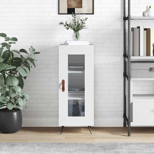 vidaXL Komoda lesklá biela 34,5x34x90 cm spracované drevo