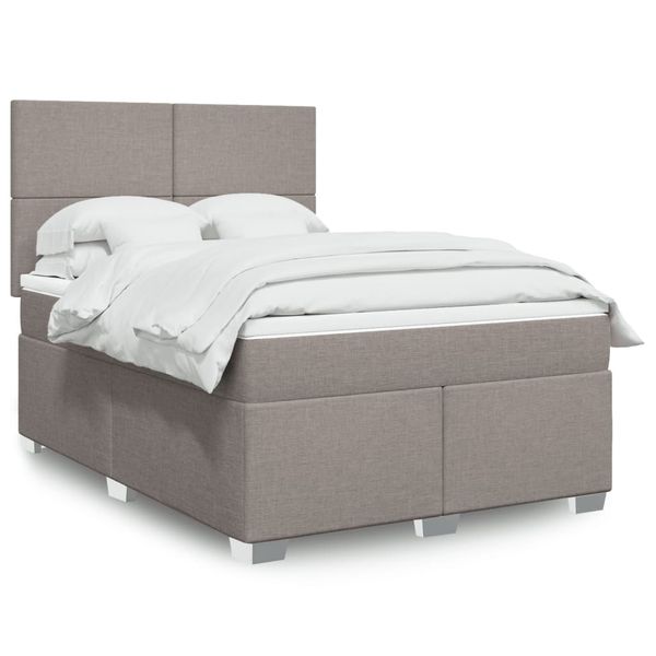 vidaXL Posteľný rám boxspring s matracom sivohned 140x200 cm látka
