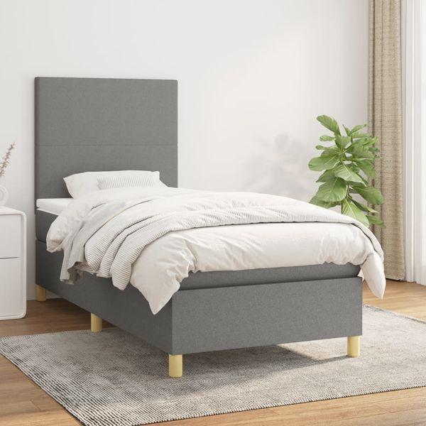 vidaXL Boxspring posteľ s matracom tmavosivá 100x200 cm látka