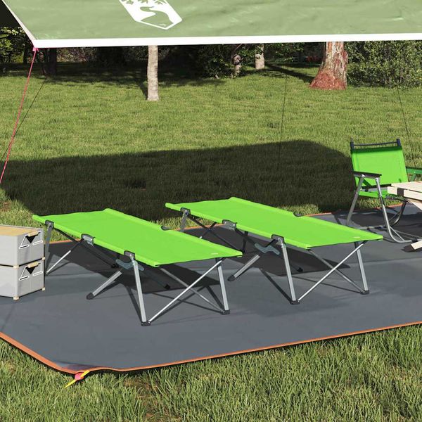 vidaXL Skladacia kempingová posteľ 2 pcs Zelená 194 x 62,5 x 42,5 cm
