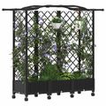 vidaXL Vyvýšený záhon s mriežkou a strechou Čierna 163 x 40 x 129 cm