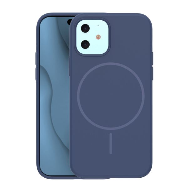 Silicónové puzdro Thin Mag pre iPhone 12 / 12 Pro 6,1" tmavomodré