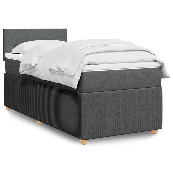 vidaXL Posteľný rám boxsping s matracom tmavosivý 80x200 cm látka