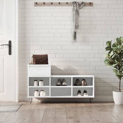 vidaXL Botník biely 102x36x60 cm spracované drevo