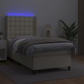 vidaXL Boxspring posteľ s matracom a LED krémová 100x200 cm umelá koža