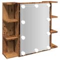 vidaXL Zrkadlová skrinka s LED Old Wood 70x16,5x60 cm