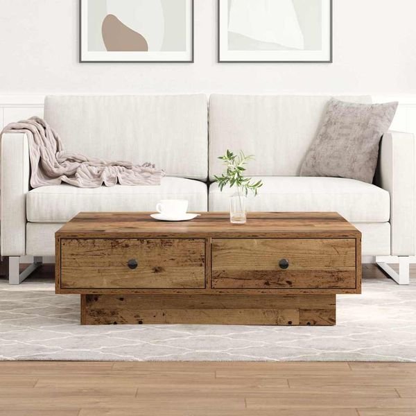 vidaXL Konferenčný stolík Staré drevo 90 x 90 x 28 cm Kompozitné drevo