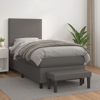 vidaXL Boxspring posteľ s matracom sivá 100x200 cm umelá koža