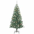 vidaXL Umelý vianočný stromček 300 LED, súprava gulí a sneh 210 cm