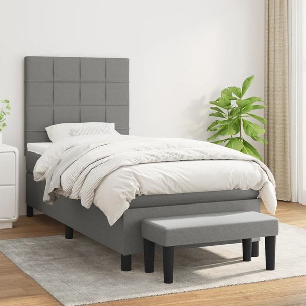 vidaXL Boxspring posteľ s matracom tmavosivá 100x200 cm látka