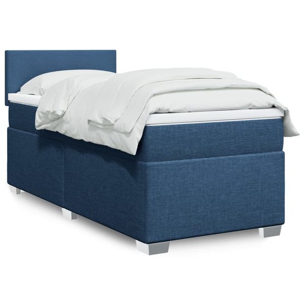 vidaXL Posteľný rám boxsping s matracom modrý 80x200 cm látka