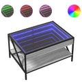 vidaXL Konferenčný stolík s nekonečnými LED sivý sonoma 70x50x38 cm