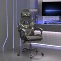vidaXL Otočná herná stolička s podnožkou čierna a maskáčová umelá koža