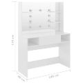 vidaXL Toaletný stolík s LED svetlami 100x40x135 cm MDF lesklý biely