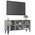 vidaXL TV stolík s kovovými nohami sivý sonoma 103,5x30x50 cm