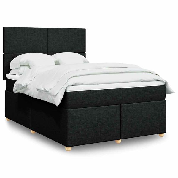 vidaXL Posteľný rám boxspring s matracom čierny 160x200 cm látka