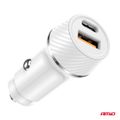 Nabíjačka do auta USB-A + USB-C 20W 12/24V AMiO-03878