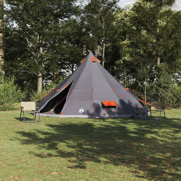 vidaXL Tipi stan so strechou Šedá a oranžová 560 x 560 x 300 cm taft