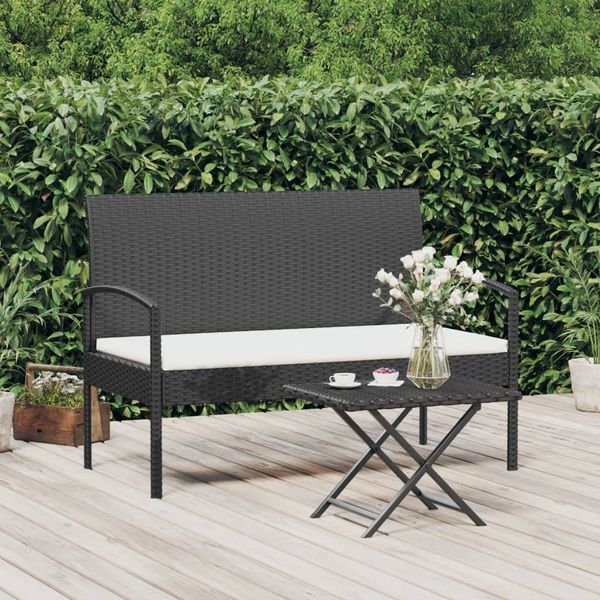 vidaXL Záhradná lavička s vankúšmi čierna 105 cm polyratan
