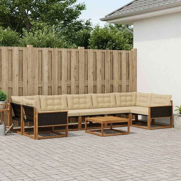vidaXL Záhradná súprava gaučov s vankúšom 8 pcs Prírodná a béžová