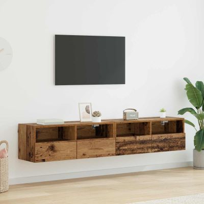 vidaXL TV Steny Skine Nástenný 2 pcs Staré drevo 80 x 30 x 30 cm