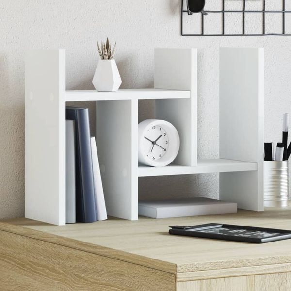 vidaXL Organizér na stôl, biely 34,5x15,5x35,5 cm, kompozitné drevo