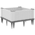 vidaXL Záhradný kvetináč s kolíkmi biely 42,5x42,5x28,5 cm PP