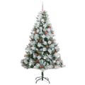 vidaXL Umelý vianočný stromček Zelená a biela 240 cm PVC, kov a plast