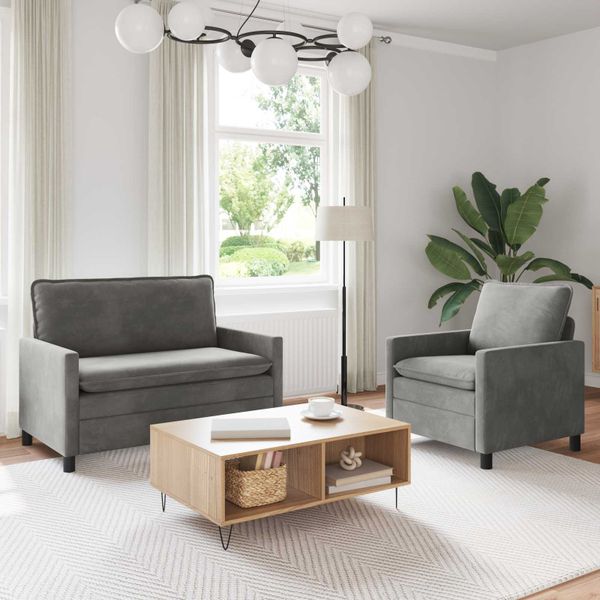 vidaXL Sada pohoviek 2 pcs Svetlosivá Zamat