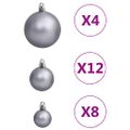 vidaXL 111-dielna sada vianočných ozdôb bielo-sivá polystyrén