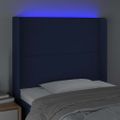vidaXL Čelo postele s LED modré 83x16x118/128 cm látka