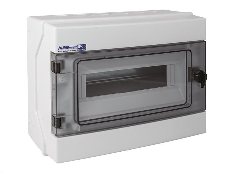 Rozvodová skrinka RH-12 NEO na fotovoltaiku plast. / IP65 / 1000V DC / 500V AC / 1x12 stěnná / průhledné dveře