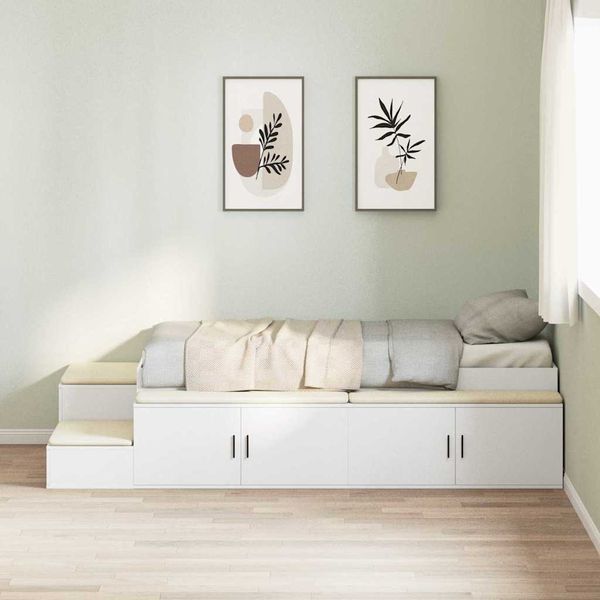 vidaXL Rám postele s úložným prostorem Biela 100 cm Kompozitné drevo
