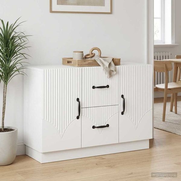 vidaXL Servírovacia skriňa Biela 89 x 34,5 x 57 cm Kompozitné drevo