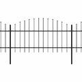 vidaXL Záhradný plot s vrchnou časťou z ocele 671x125 cm čierny