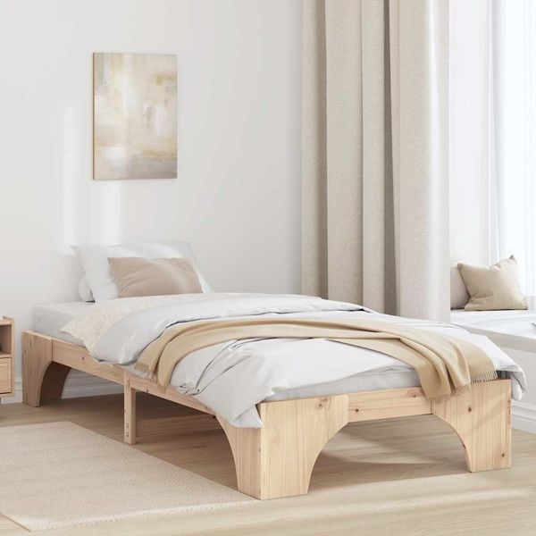 vidaXL Rám postele Prírodná 90 x 190 cm Masívne borovicové drevo