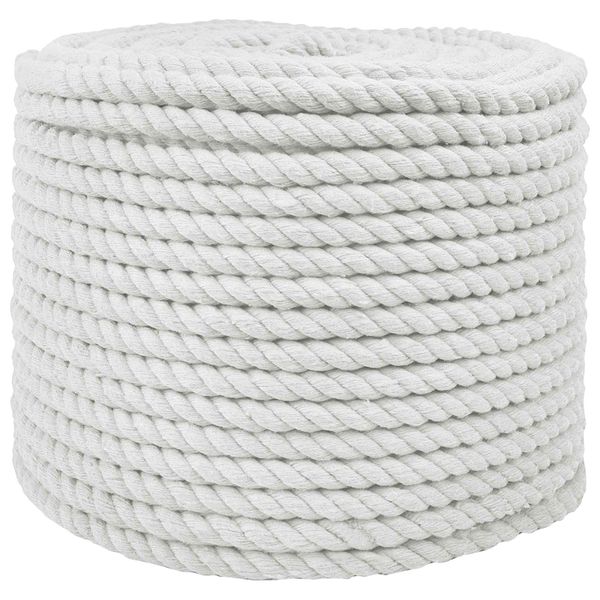 vidaXL Bavlnený povraz 10 mm 100 m Biela 100% bavlna