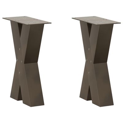 vidaXL Nohy konferenčného stolíka v tvare X, 2 ks, prírodná oceľ, 38 x (42-43) cm, oceľ
