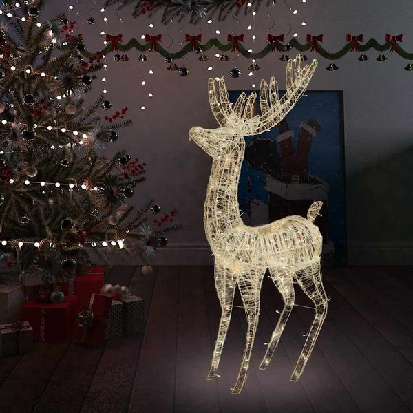 vidaXL XXL Akrylový vianočný sob 250 LED 180 cm teplý biely