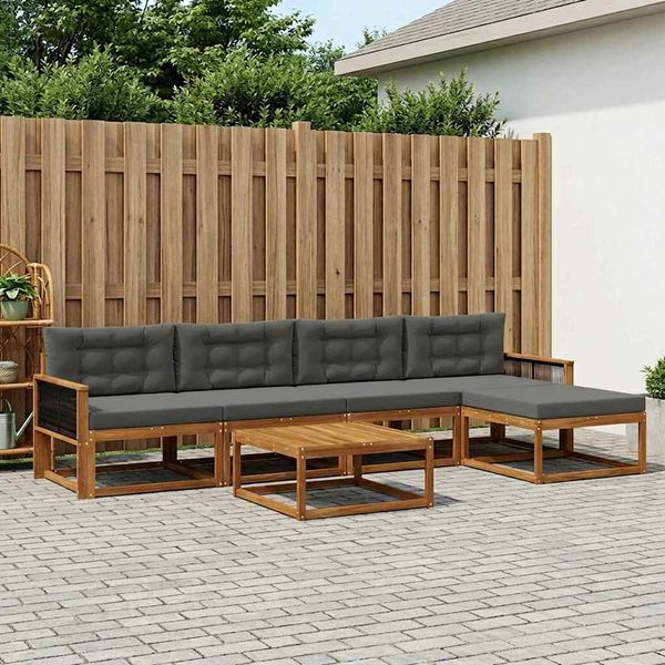 vidaXL Záhradná súprava gaučov s vankúšom 6 pcs Prírodná a antracitová
