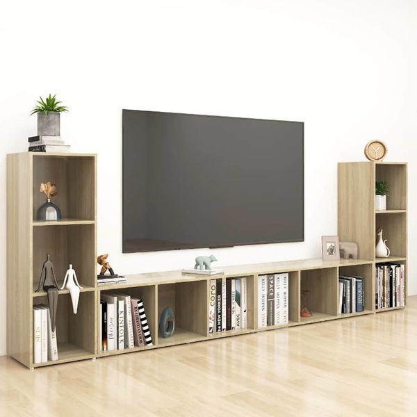 vidaXL TV skrinky 4 ks dub sonoma 107x35x37 cm drevotrieska