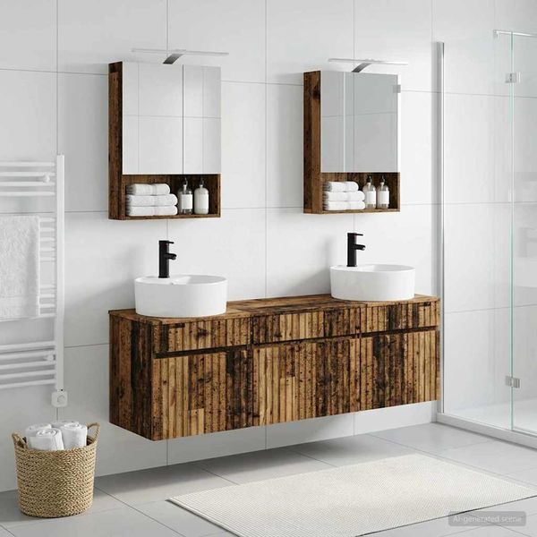 vidaXL Set kabinetov do kúpeľne 5 pcs Staré drevo Kompozitné drevo