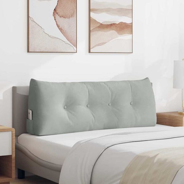 vidaXL Poduška na chrbát Svetlosivá 120 x 24 x 50 cm Zamat