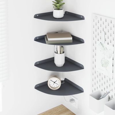 vidaXL Závesná polica s poličkou 4 pcs Antracit 24 x 24 x 2,3 cm